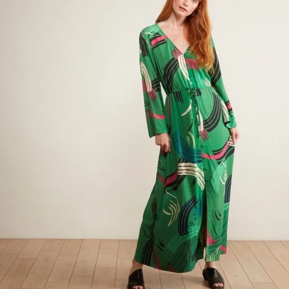 The Odells Anthropologie Paloma Paint Swipe Kimono Maxi Dress - Picture 3 of 10